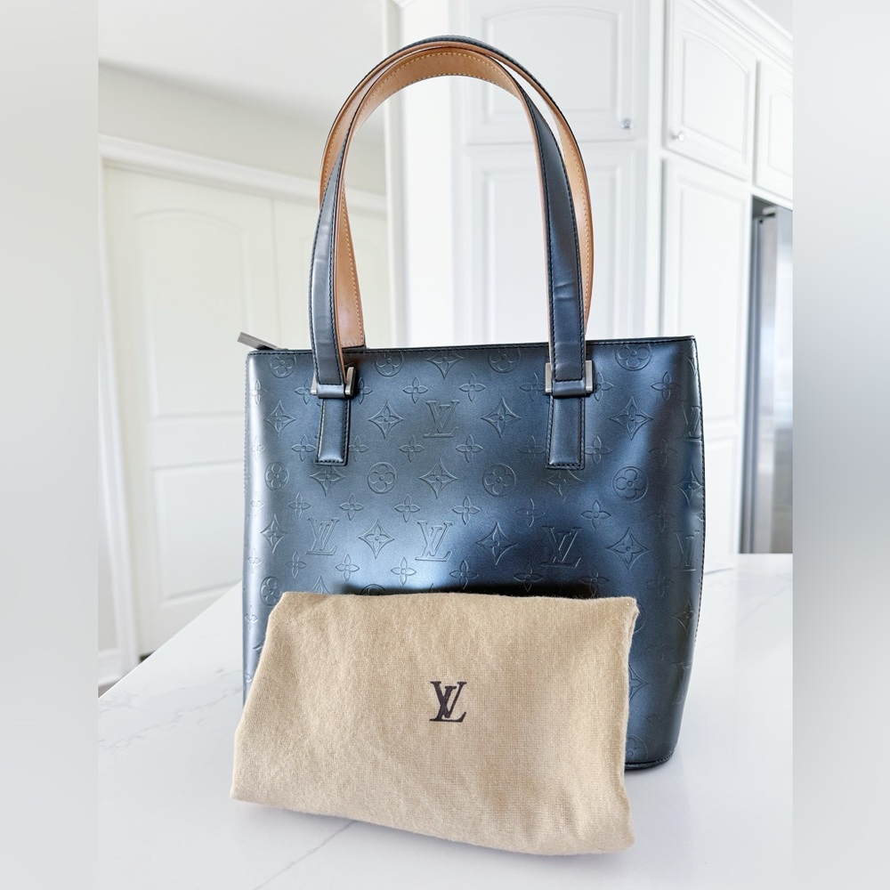Dark Gray Louis Vuitton Monogram Mat Stockton Tote Bag - Picture 9 of 15